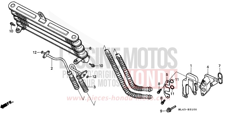 OIL COOLER for CB450S CANDY ALAMOANA RED-U (R124) from 1986