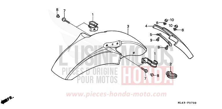 FRONT FENDER for CB450S CANDY ALAMOANA RED-U (R124) from 1986