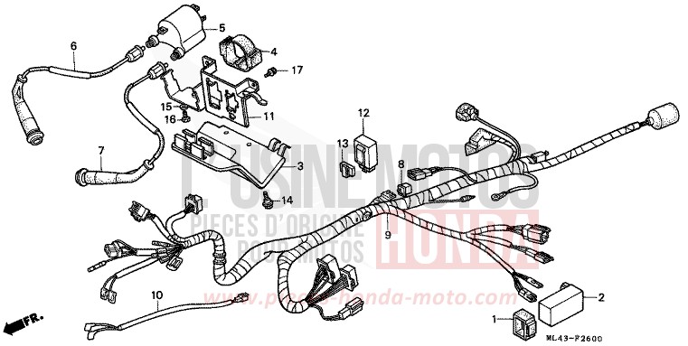 WIRE HARNESS/ IGNITION COIL for CB450S CANDY ALAMOANA RED-U (R124) from 1986