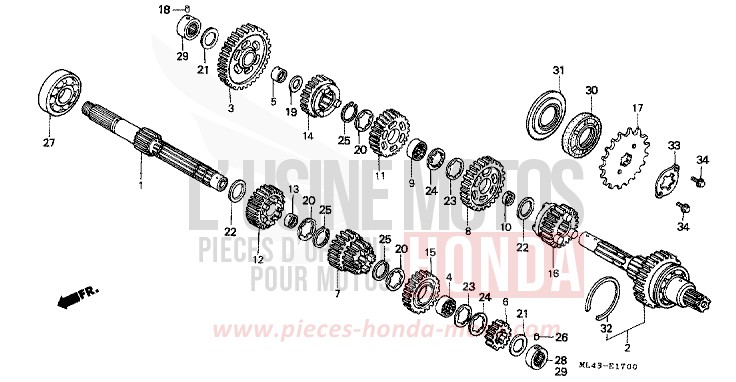 TRANSMISSION for CB450S GRANITE BLUE METALLIC-U (PB184) from 1986