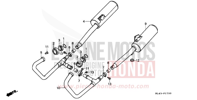 EXHAUST MUFFLER for CB450S MONZA RED (R110) from 1986