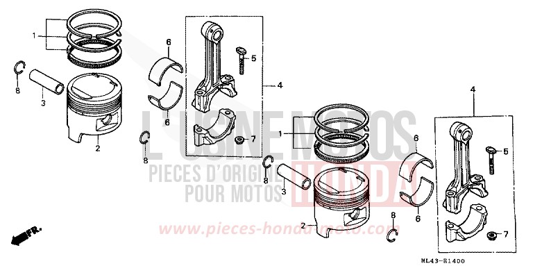 PISTON/CONNECTING ROD for CB450S SHASTA WHITE (NH138) from 1986