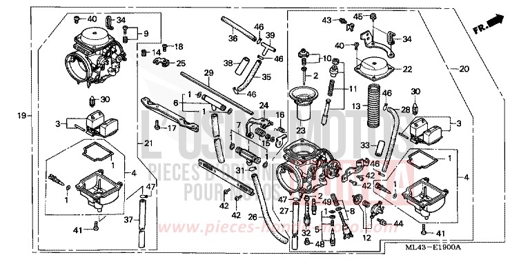 CARBURETOR for CB450S STARLIGHT SILVER METALLIC (NH131) from 1986