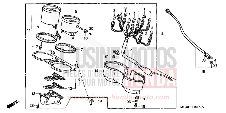METER for CB450S STARLIGHT SILVER METALLIC (NH131) from 1986
