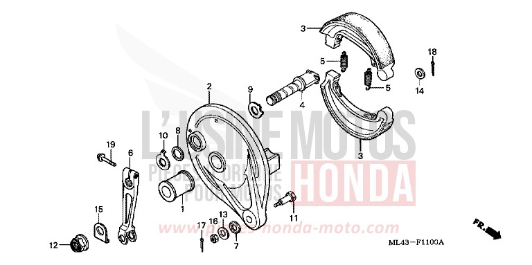 REAR BRAKE PANEL for CB450S BLACK (NH1) from 1988