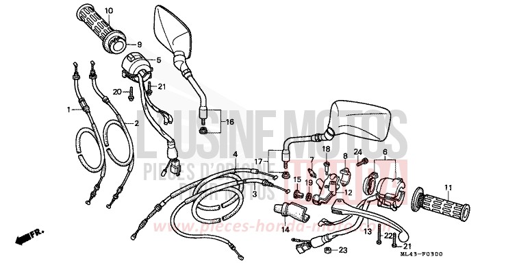 HANDLE LEVER/SWITCH/CABLE for CB450S GRANITE BLUE METALLIC-U (PB184) from 1988