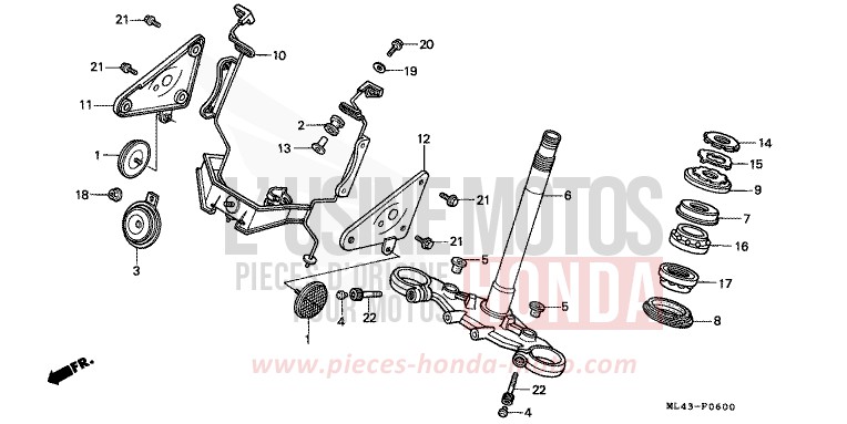STEERING STEM for CB450S GRANITE BLUE METALLIC-U (PB184) from 1988