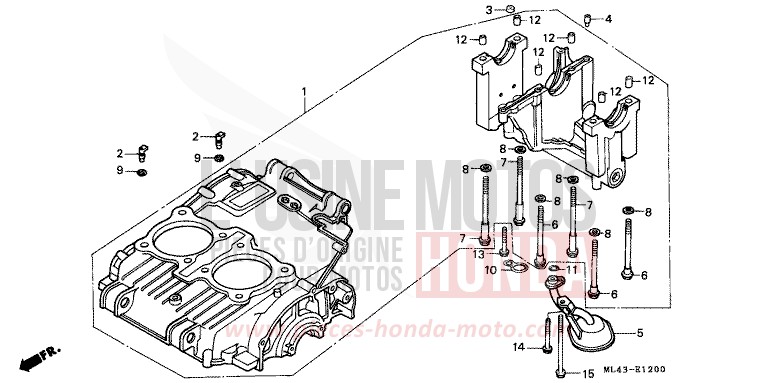CRANKCASE SET for CB450S MONZA RED (R110) from 1988