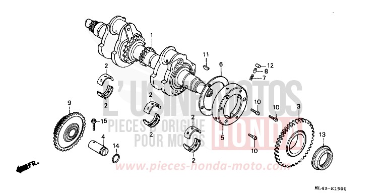 CRANKSHAFT for CB450S MONZA RED (R110) from 1988