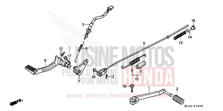 PEDAL for CB450S MONZA RED (R110) from 1988