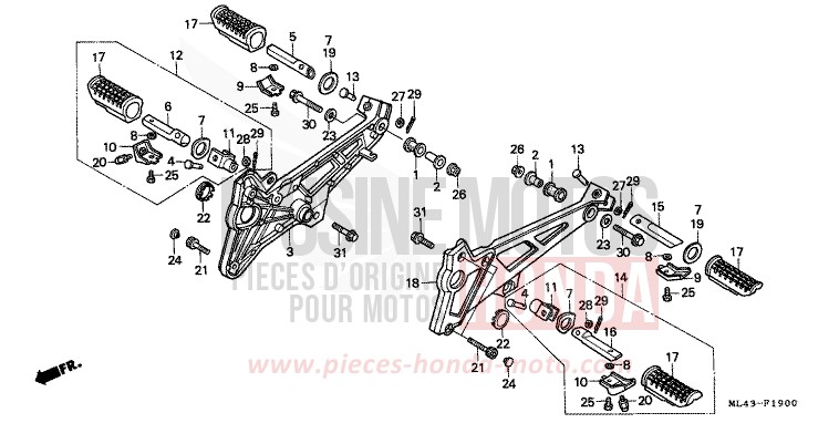PEDANA per CB450S MONZA RED (R110) del 1988