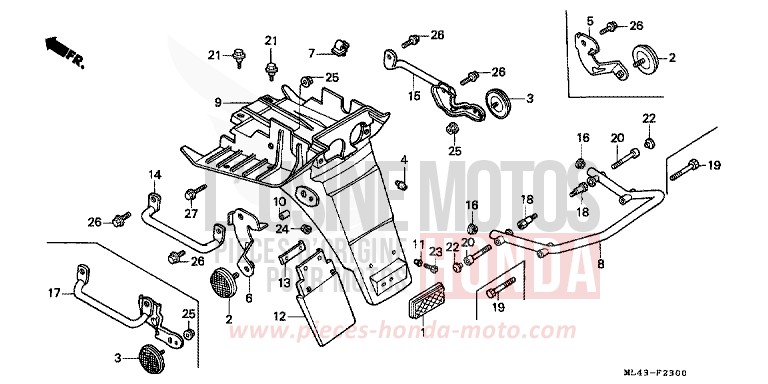 REAR FENDER for CB450S SHASTA WHITE (NH138) from 1988