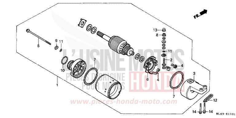 STARTING MOTOR (CB450SJ) for CB450S STARLIGHT SILVER METALLIC (NH131) from 1988