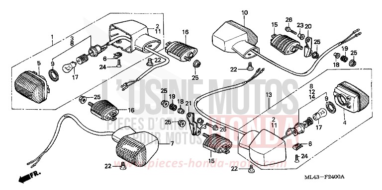 WINKER for CB450S STARLIGHT SILVER METALLIC (NH131) from 1988