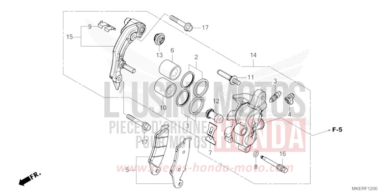 FRONT BRAKE CALIPER for CRF450R EXTREME RED (R292) from 2025