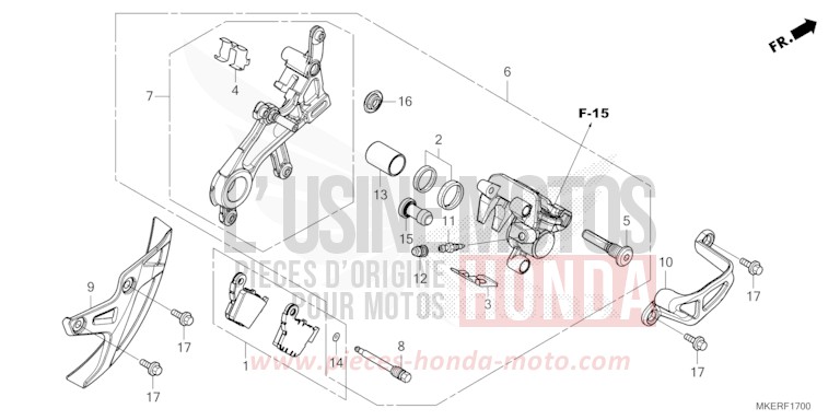 REAR BRAKE CALIPER for CRF450R EXTREME RED (R292) from 2025