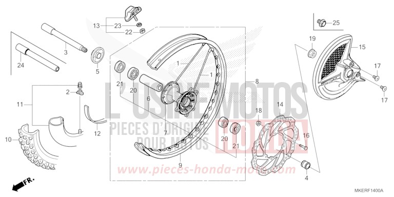 FRONT WHEEL for CRF450R EXTREME RED (R292) from 2025