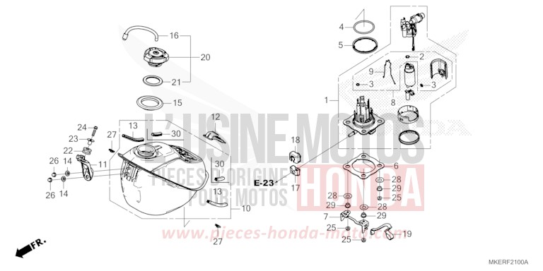 FUEL TANK (CRF450R/RWE) for CRF450R EXTREME RED (R292) from 2025