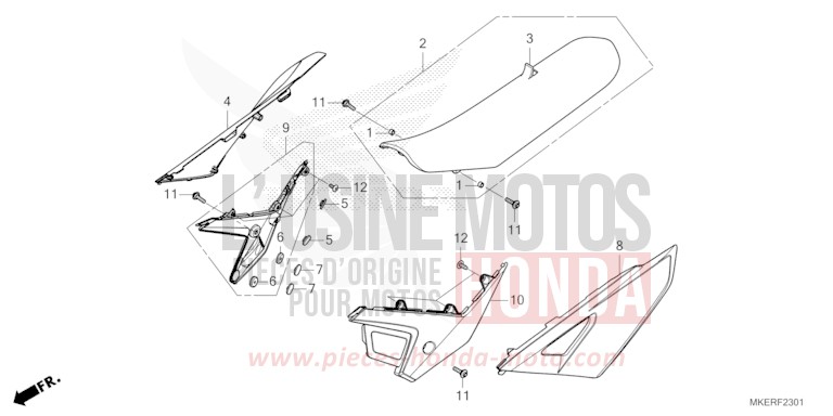 SEAT/SIDE COVER (CRF450RS/RWES/RXS) for CRF450R EXTREME RED (R292) from 2025