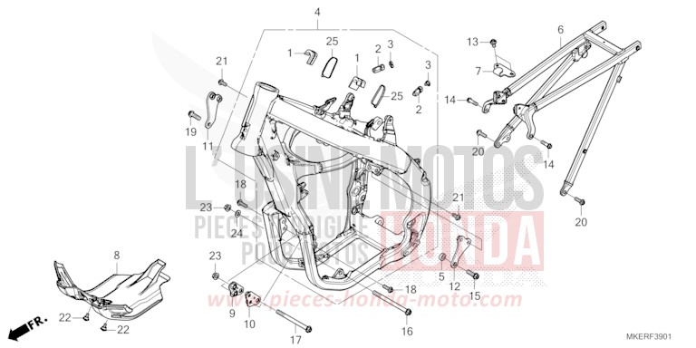 FRAME BODY (CRF450RS/RWES/RXS) for CRF450R EXTREME RED (R292) from 2025