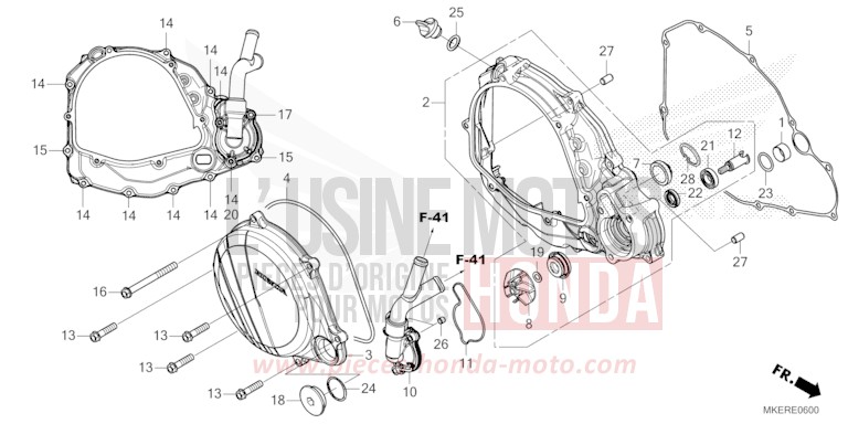 RIGHT CRANKCASE COVER/WATER PUMP for CRF450R EXTREME RED (R292) from 2025