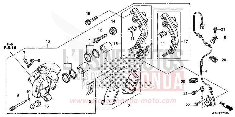 FRONT BRAKE CALIPER for CB500F CANDY RUBY RED (R4) from 2014