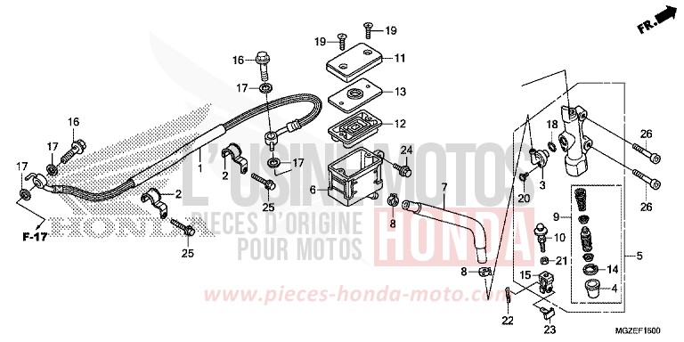 REAR BRAKE MASTER CYLINDER (STD) for CB500F GRAPHITE BLACK (NHB01) from 2014