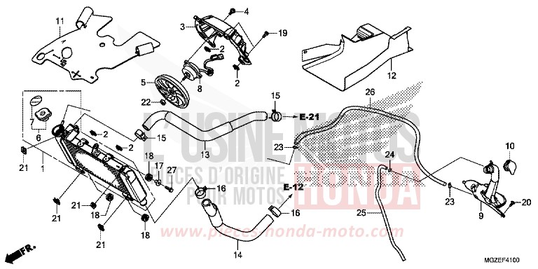 RADIATOR for CB500F GRAPHITE BLACK (NHB01) from 2014