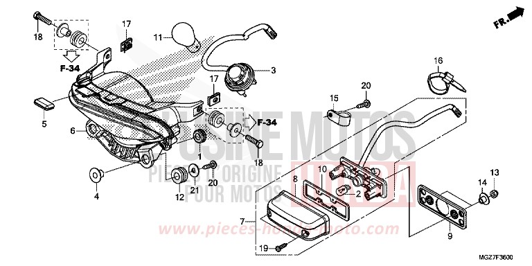 TAILLIGHT for CB500X CANDY RUBY RED (R4) from 2013