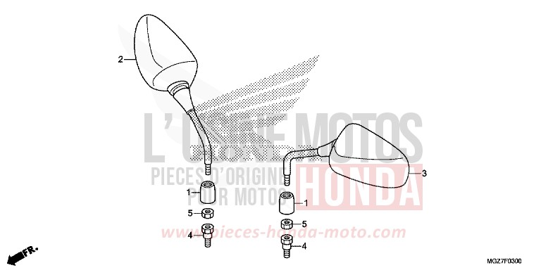 MIRROR for CB500X PEARL HIMALAYAS WHITE (NHA87) from 2013