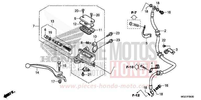 FRONT BRAKE MASTER CYLINDER (STD) for CB500X PEARL HIMALAYAS WHITE (NHA87) from 2013