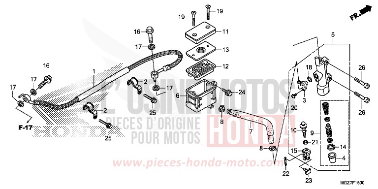 REAR BRAKE MASTER CYLINDER (STD) for CB500X PEARL HIMALAYAS WHITE (NHA87) from 2014