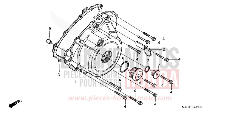 LEFT CRANKCASE COVER for CBF500 BLACK (NH1) from 2004