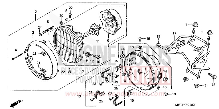 HEADLIGHT for CBF500 BLACK (NH1) from 2004