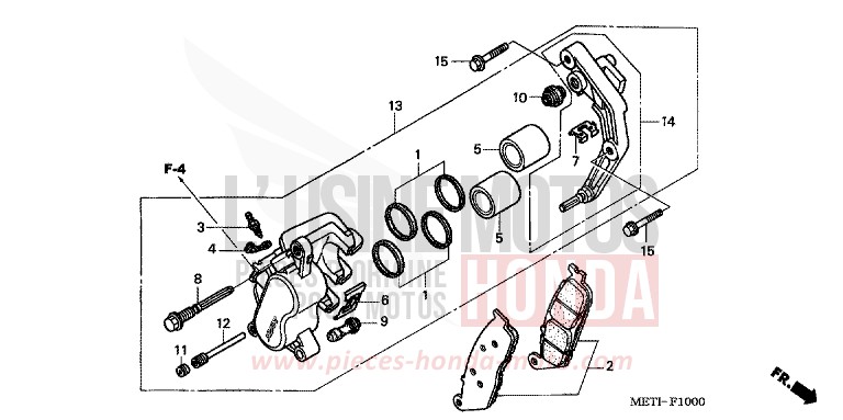 FRONT BRAKE CALIPER (CBF500) for CBF500 BLACK (NH1) from 2004