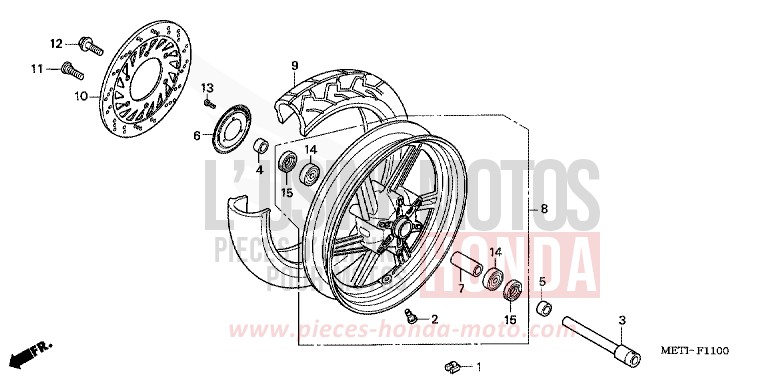 FRONT WHEEL for CBF500 FORCE SILVER METALLIC (NH411) from 2004