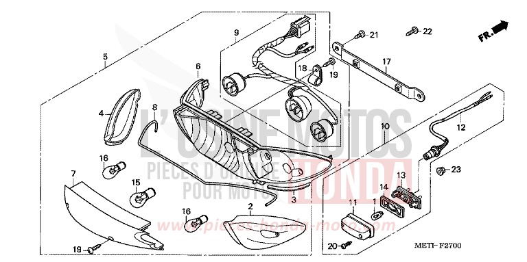 REAR COMBINATION LIGHT for CBF500 FORCE SILVER METALLIC (NH411) from 2004