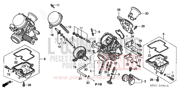 CARBURETOR (COMPONENT PARTS) for CBF500 EMERGENCY RED METALLIC (R311) from 2006