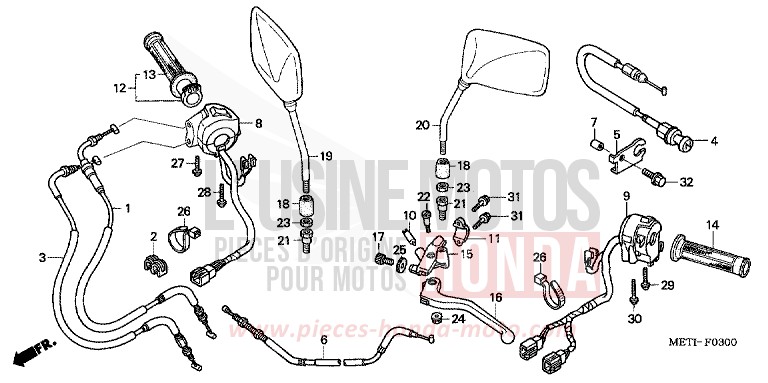 HANDLE LEVER/SWITCH/CABLE for CBF500 EMERGENCY RED METALLIC (R311) from 2006
