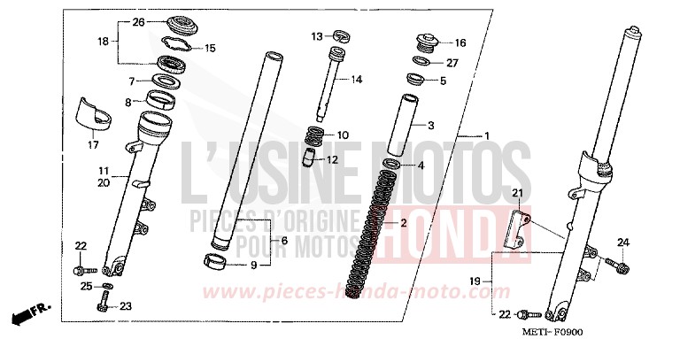 FRONT FORK for CBF500 EMERGENCY RED METALLIC (R311) from 2006