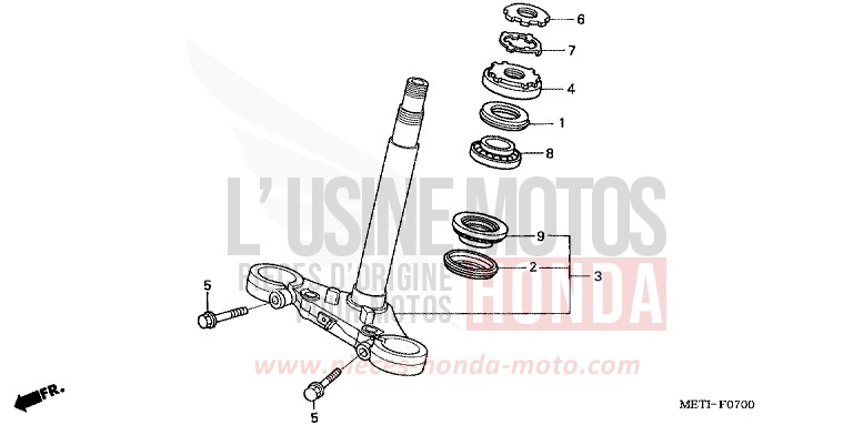 STEERING STEM for CBF500 INTERSTELLAR BLACK METALLIC (NHA12) from 2006