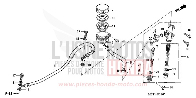 REAR BRAKE MASTER CYLINDER (CBF500) for CBF500 INTERSTELLAR BLACK METALLIC (NHA12) from 2006