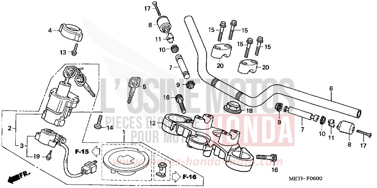 HANDLE PIPE/TOP BRIDGE for CBF500 QUASAR SILVER METALLIC (NHA48) from 2006
