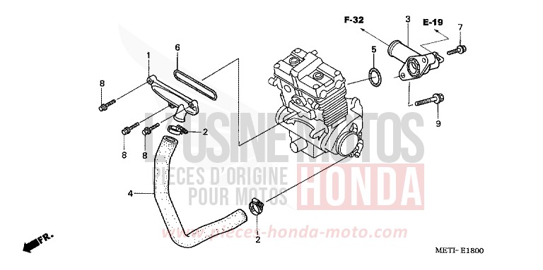 WATER PIPE for CBF500 BLACK (NH1) from 2004