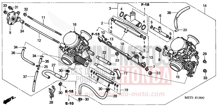 CARBURETOR (ASSY.) for CBF500 FORCE SILVER METALLIC (NH411) from 2004