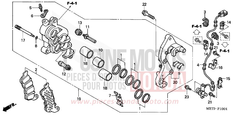 FRONT BRAKE CALIPER (CBF500A) for CBF500 FORCE SILVER METALLIC (NH411) from 2004