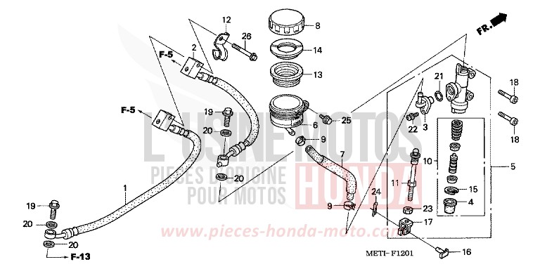 REAR BRAKE MASTER CYLINDER (CBF500A) for CBF500 FORCE SILVER METALLIC (NH411) from 2004