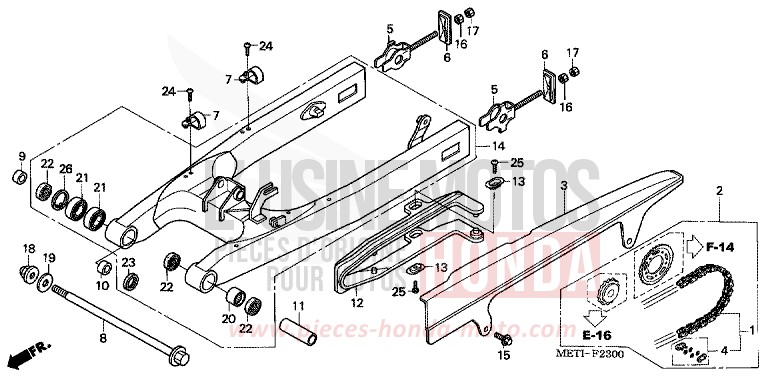 SWINGARM for CBF500 FORCE SILVER METALLIC (NH411) from 2004