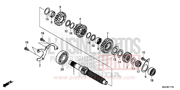 TRANSMISSION (MAINSHAFT) for CBR500R GRAPHITE BLACK (NHB01) from 2013