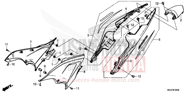 SIDE COVER/REAR COWL for CBR500R GRAPHITE BLACK (NHB01) from 2013
